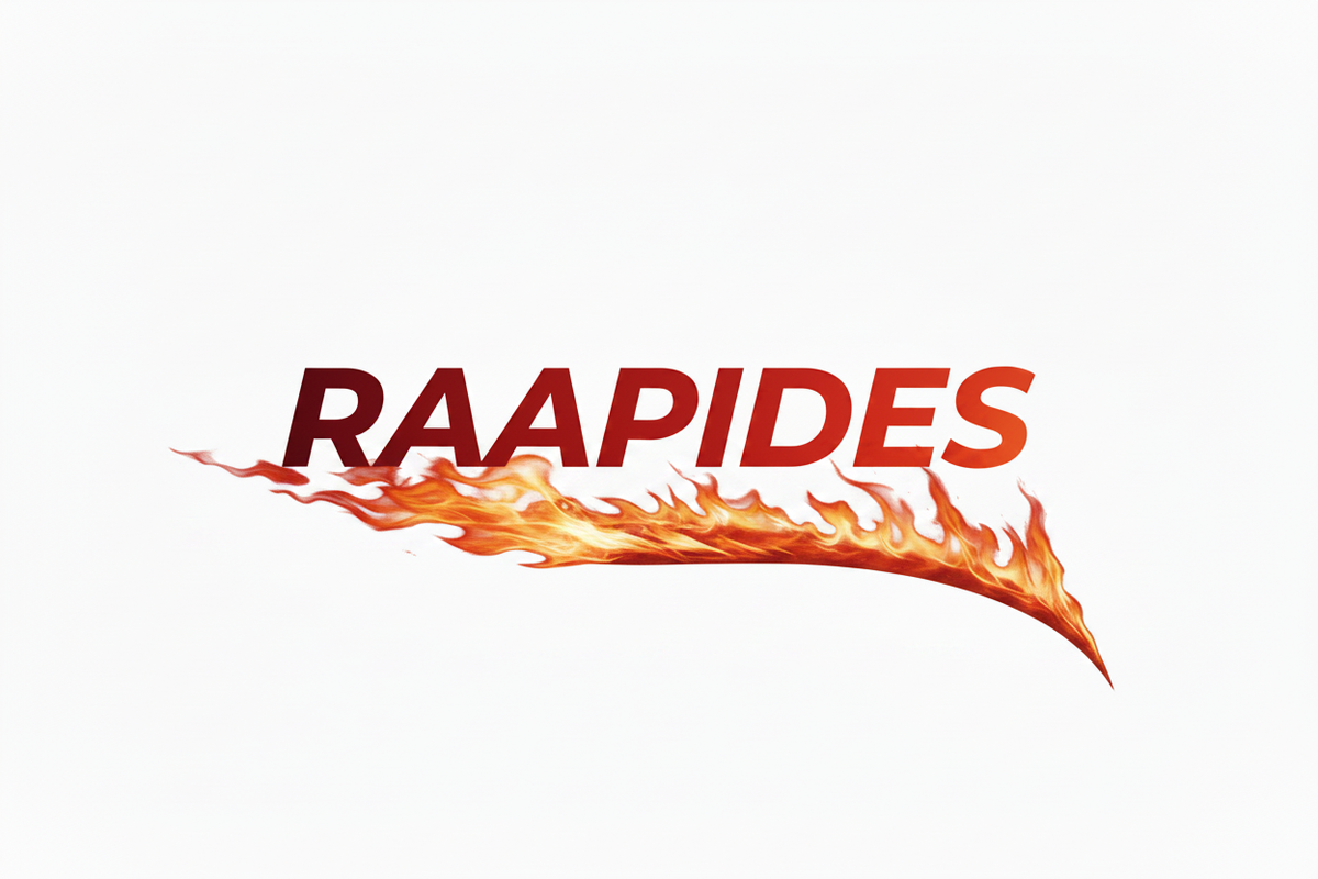 RAAPIDES Logo with tapered fire swoosh